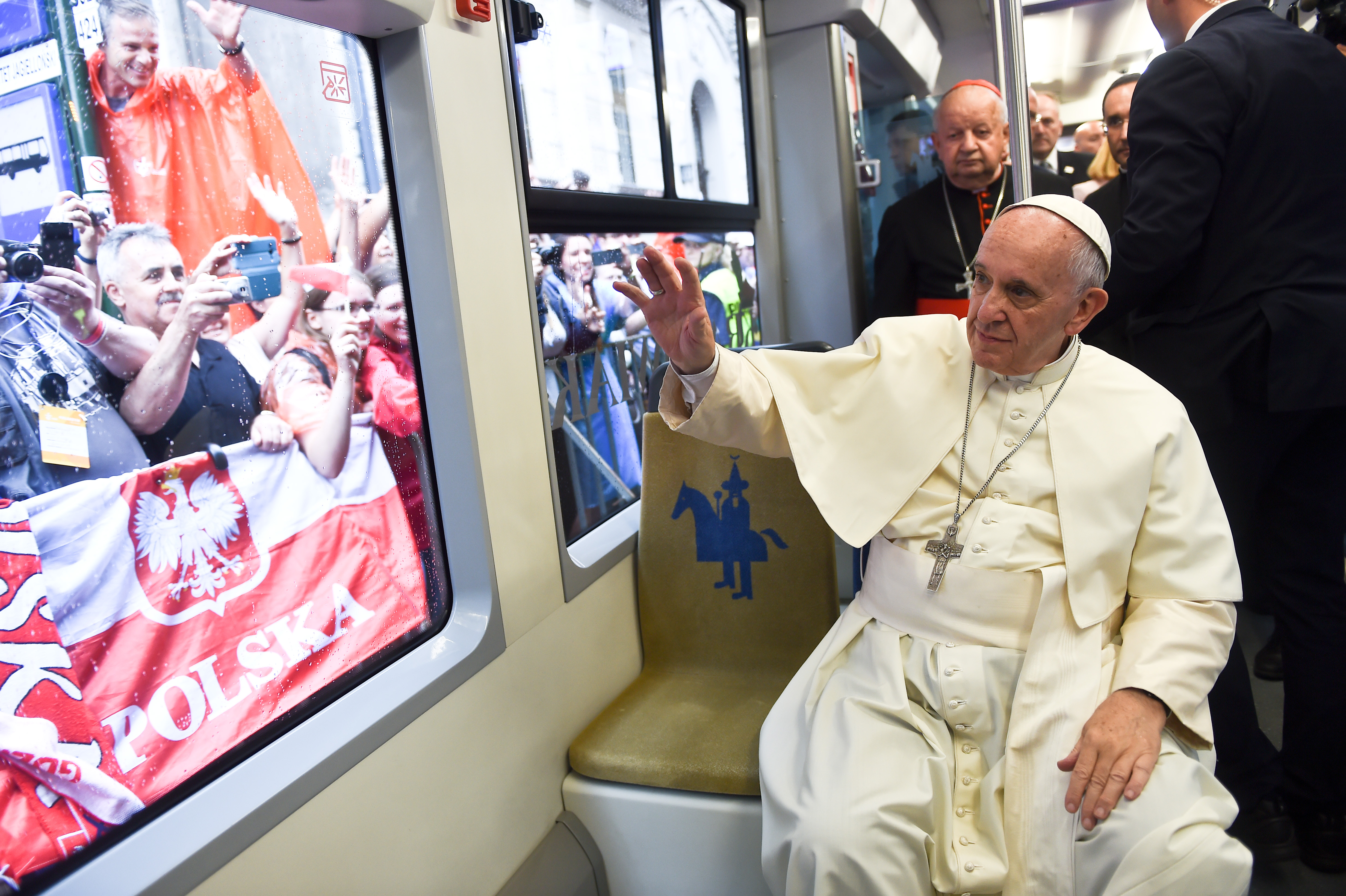 Pope in tram